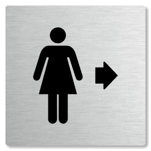 WC ženy vpravo, 80x80mm, stříbrná, Nevada